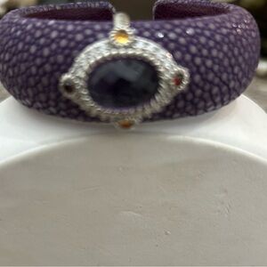 Judith Ripka Amethyst Citrine CufF Bracelet Rare